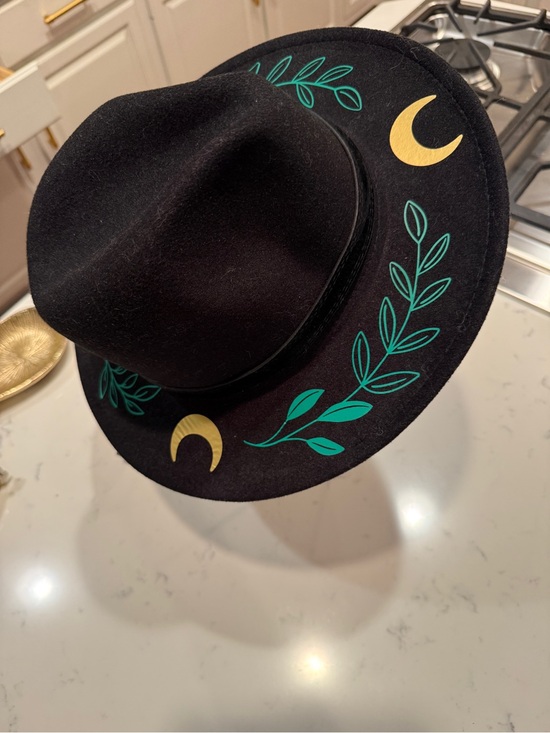 Witchwood Fern Moon Hat Vegan Felt Black Goth Bohemian Goddess main image 16